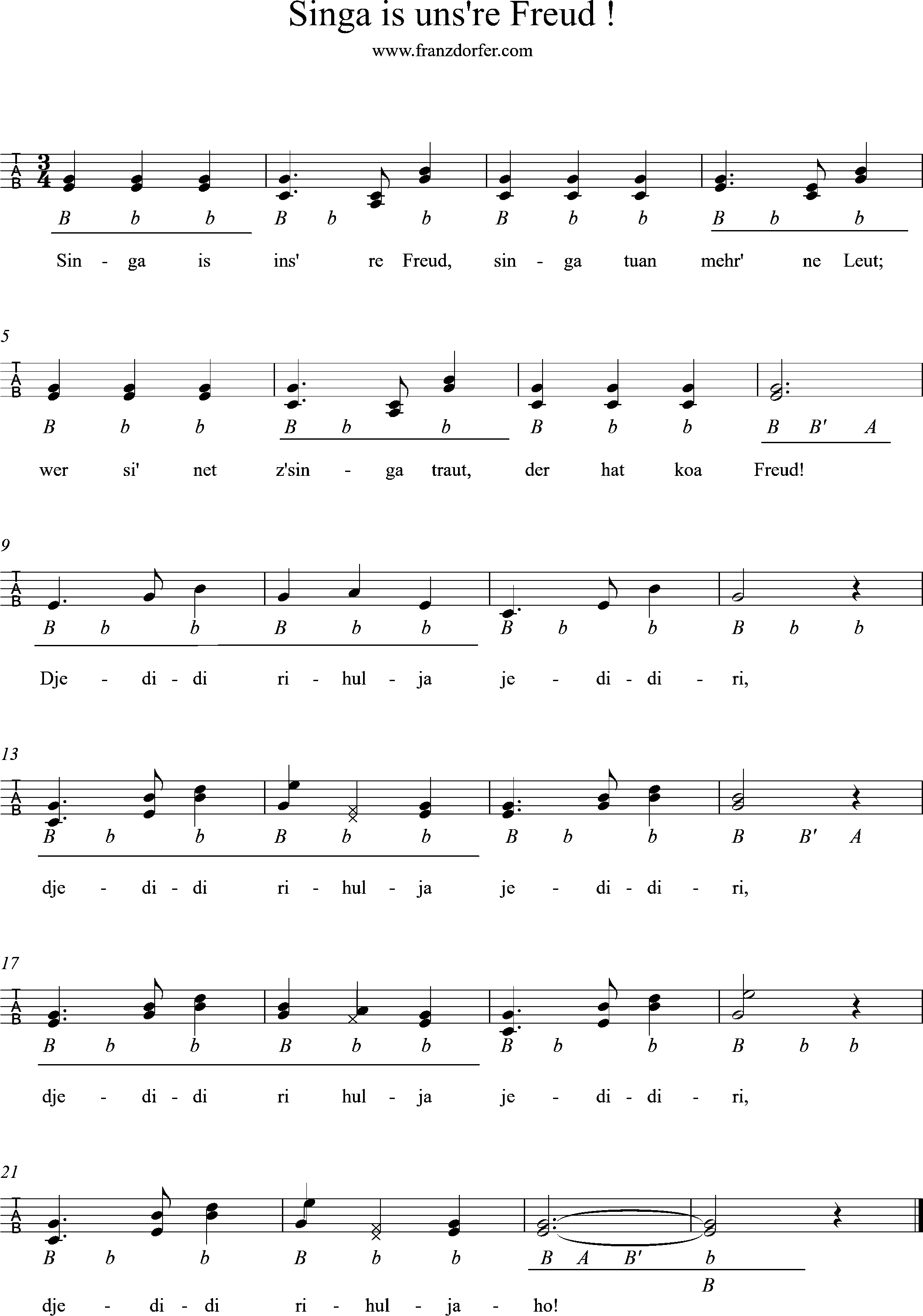 Griggschrift, singa is unser freid, 2.reihe